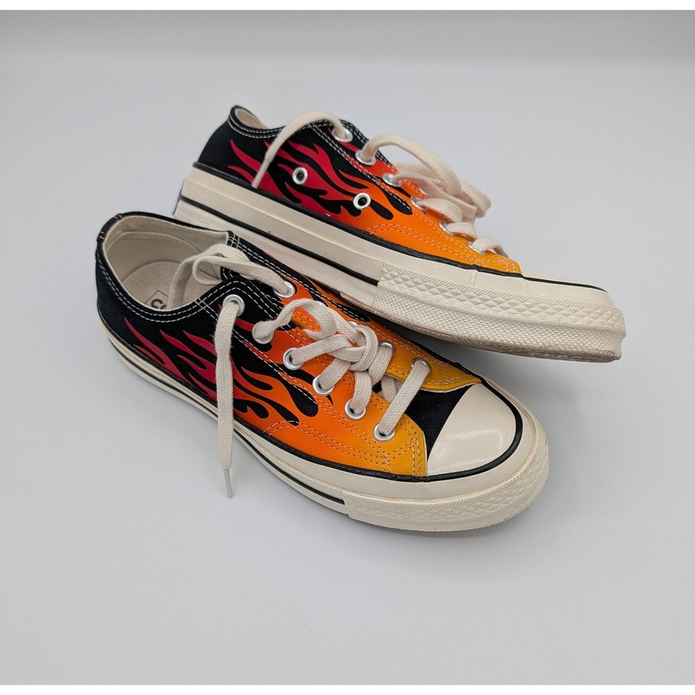 Converse Chuck 70 Archival Flame Print Low Top Black Red 167813C Womens 7 Mens 5